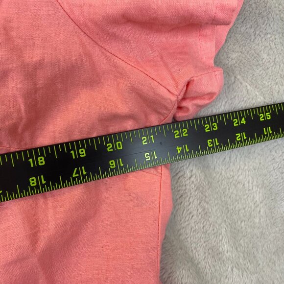 Quizz Again Women's Blouse L Linen/Cotton Blend Pink Short Sleeve Embroidered Bu - Picture 4 of 9